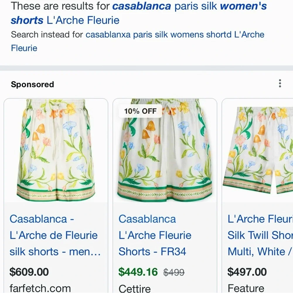 NWT Casablanca Paris Silk Women’s Shorts in L'Arche Fleurie Floral Whimsical NEW